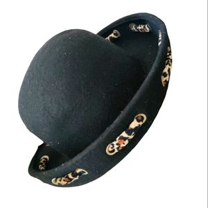 Cheetah Accented Upturned Brim Bowler Hat